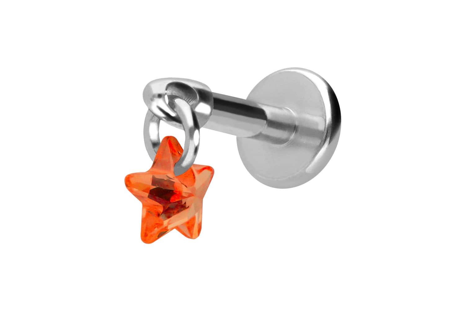 Titan Labret Piercing mit Innengewinde KRISTALLSTERN